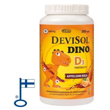Devisol Dino appelsiini-kola 10 mikrog purutabl 200 kpl