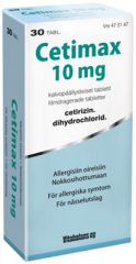 CETIMAX 10 mg tabl, kalvopääll 30 fol